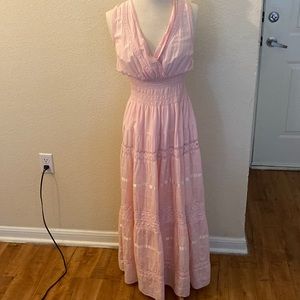 Ribbon and lace, pink, tank sleeve, foot length dress